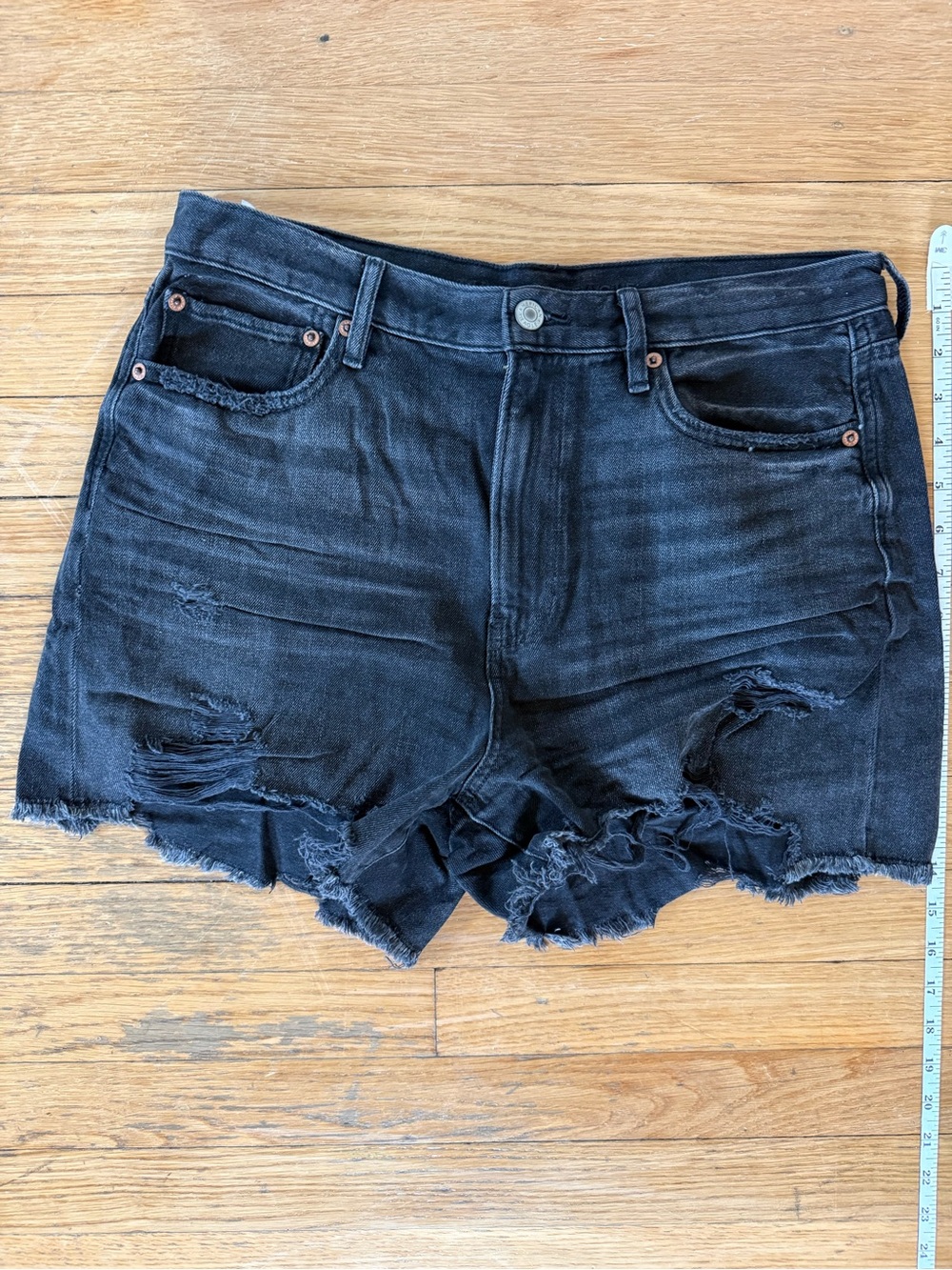 American Eagle Outfitters Black Distressed Cutoff Jean Shorts